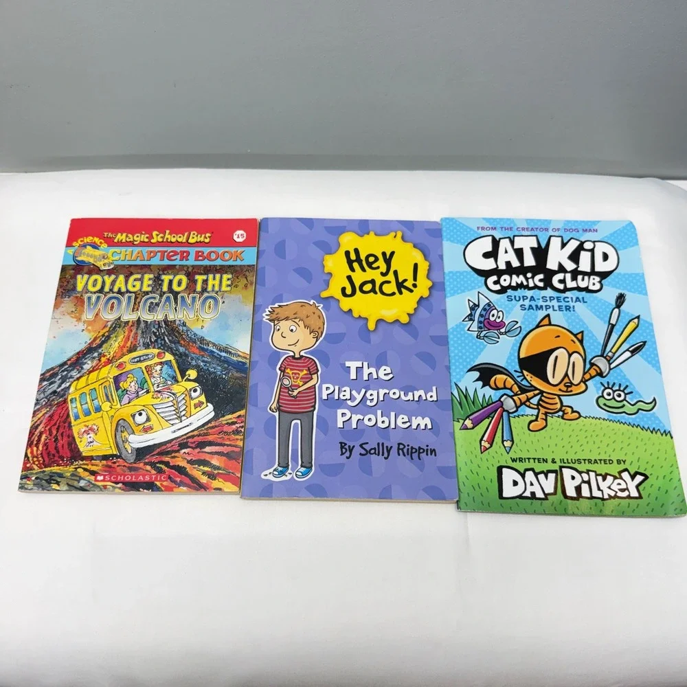 3 early readers books Magic School Bus Hey Jack Cat Kid Comic Club